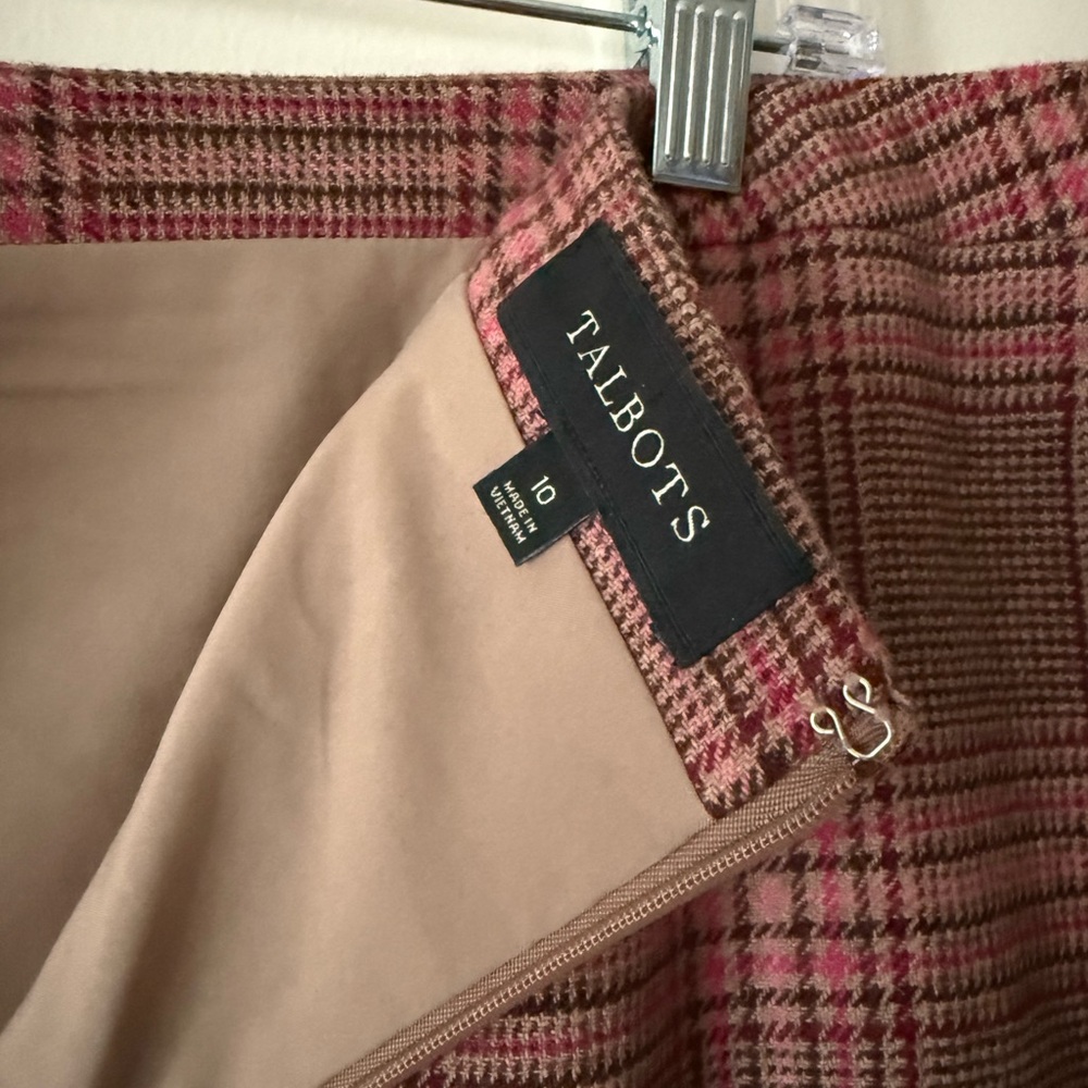 Talbots Wool Blend Glen Plaid Pencil Skirt Size 10 Classic Preppy Academia - Picture 9 of 15